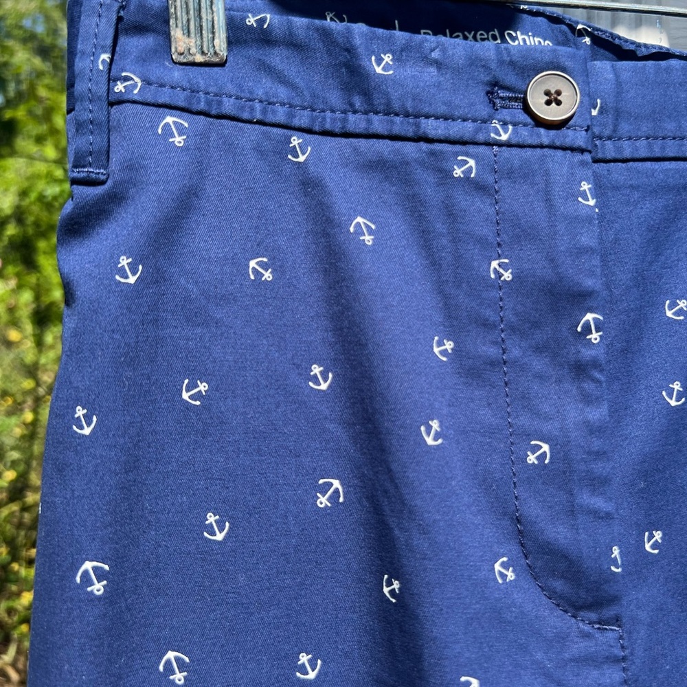 NWT Talbots Fun Navy White Anchor Print Relaxed Chino Pants - Picture 6 of 7